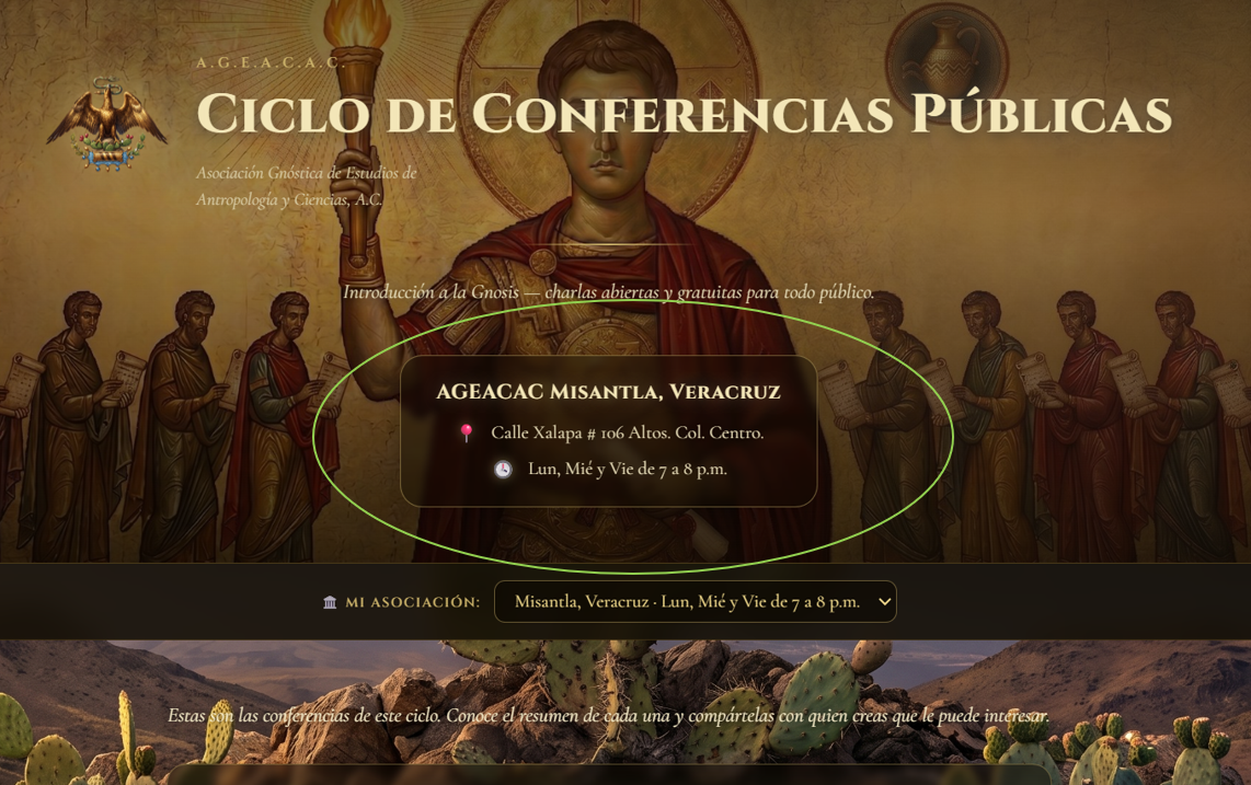 AGEACAC · Ciclo de Conferencias Públicas — Introducción a la Gnosis, charlas abiertas y gratuitas para todo público